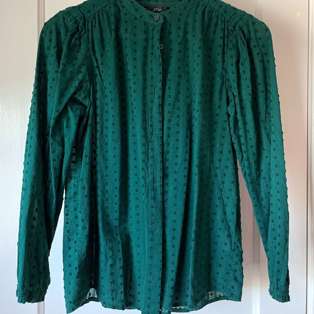 Green banded collared blouse - XS